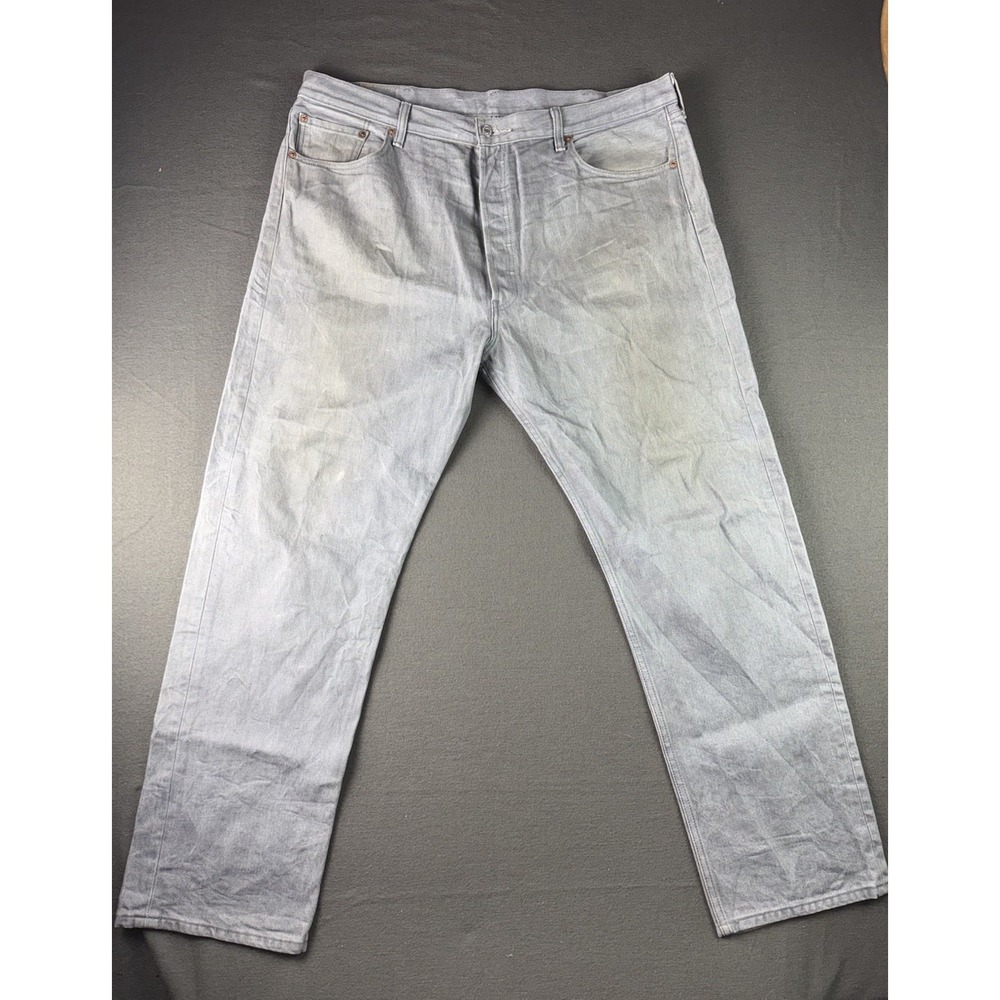 Levi’s 501 Jeans Men’s 40x32, Marked 42x34 Gray Button Fly Straight Fit Denim